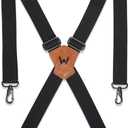 WELKINLAND 1.5Inch Black Suspenders, Heavy Duty Work Suspenders Men, Comfortable Black Suspender Men Belt Loop, Sturdy Suspender Jeans Hooks (Black)