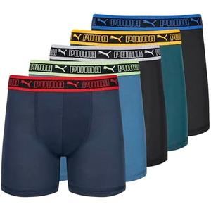 PUMA Boys' 5 Pack Performance Boxer Briefs, L, 12-14