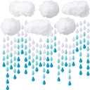 Amyhill 30 Pcs Artificial Cloud Raindrop Props 6 Pcs 3D Fake Clouds 24 Raindrop Garlands Room DIY Decorative Hanging Ornament Blue Hanging Rain Drops Decor for Baby Shower Birthday Wedding Party