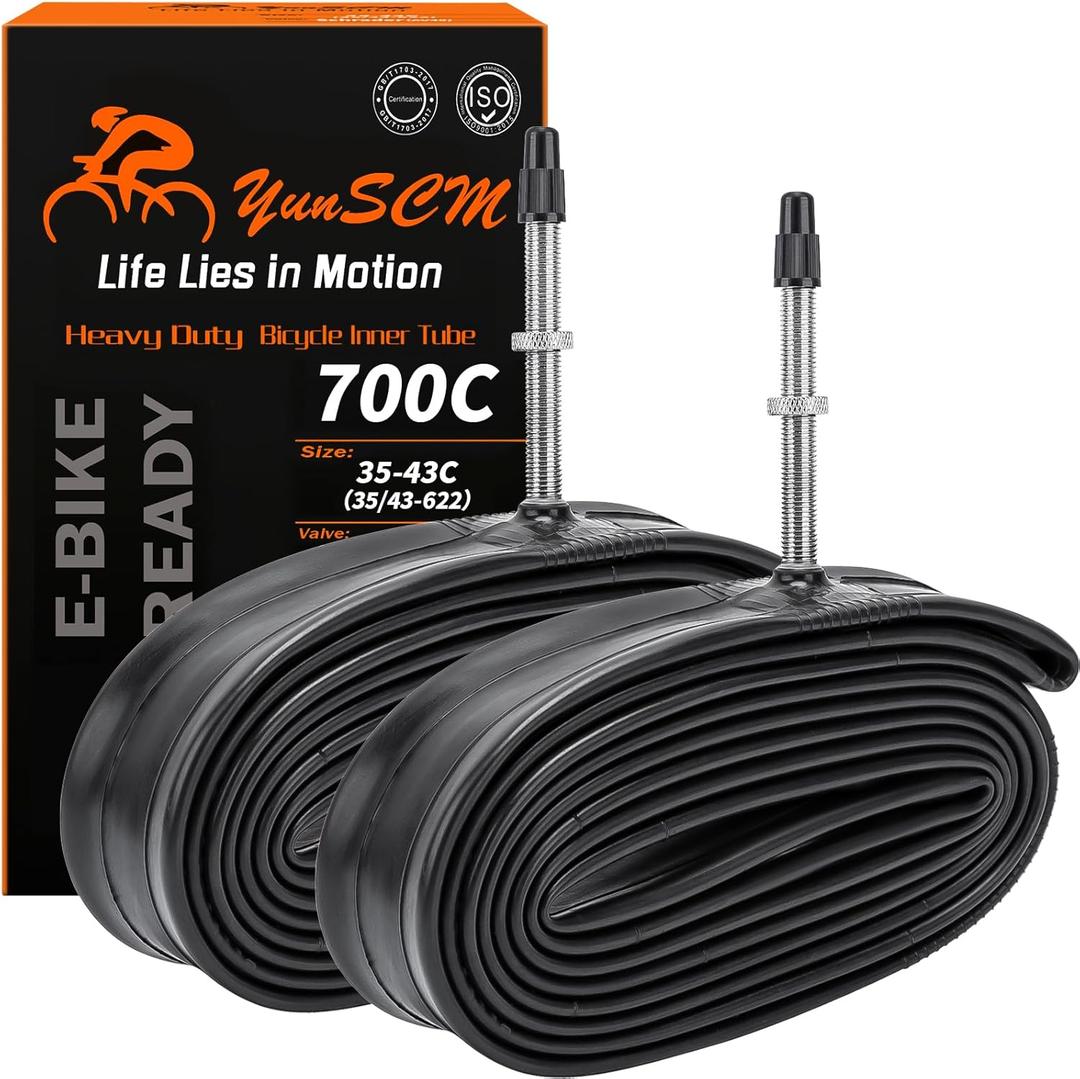 700C Heavy Duty Bike Tubes 700x35C/38C/40C/43C FV48 Presta Valve (35/43-622) 700C Bicycle Inner Tubes Compatible with 700 x 35C 700x36C 700x37C 700x38C 700x40C 700x42C 700x43c Bike Tire Tubes 2-PCS