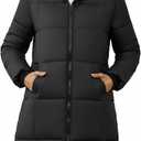 Women's Hooded Long Puffer Coat Winter Warm Full Zip Lightweight Quilted Jacket with Pockets (Medium, Black)