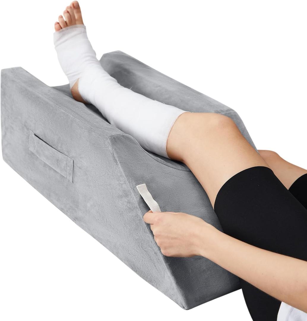 Leg Elevation Pillow,Leg Wedge Pillows for After Surgery,Injury and Rest,Memory Foam Elevating Pillow for Legs Sweeling and Sleeping Blood Circulation,Legs Pain Relief Recovery (Gray)