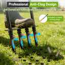 Knee-Friendly Manual Lawn Aerator Tool, 42.6-45 Inch Adjustable Height Core Aerator for Grass, Pre-Assembled Yard Aeration Tool with 4 Hollow Tines for Lawn Care and Compacted Soil