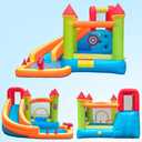 10x10 Inflatable Bounce House with Slide and Ball Pit Kids 3-8 | 10x10ft 7-in-1 backyard play center, wet or dry use, includes blower, stakes, carry bag, basketball, rings, sticky balls, XXXL