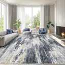 AMADA HOMEFURNISHING 8x10 Area Rug for Living Room, Modern Abstract Rug with Non-Slip Backing & Low Pile, Large Washable Rug with Abstract Pattern for Bedroom, Dinning Room, Home Office, Light Grey