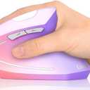 Lekvey Ergonomic Mouse, Vertical Wireless Mouse Rechargeable 2.4 GHz Optical Carpal Tunnel Mouse : 800/1200/1600 DPI, 6 Buttons, for Laptop, PC, Mac, Computer, Desktop, Notebook etc, Pink to Purple