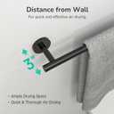 USHOWER Matte Black Towel Bar, 24-Inch Towel Rack for Bathroom Wall Mounted, Thicken SUS304 Stainless Steel Towel Rod Modern Home Decor (Total Length 26-Inch)