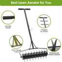 Seeutek 18 Inch Rolling Lawn Aerator, Upgraded Heavy Duty Aerator Lawn Soil Penetrator Spikes w/ 3 Adjustable Height Handles, Manual Aerator Lawn Tool for Garden Yard