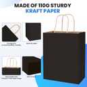 XPCARE 200Pack Paper Bags 8x4.5x10 Inch, Plain Medium Paper Bags with Handles Bulk, Kraft Paper Gift Bag, Retail, Party, Shopping, Favor Bag(Black), 1 count