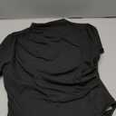 Milumia Women's Casual Ruched Mock Neck T Shirt Short Sleeve Tee Bodysuit Jumpsuit (Medium, Dark Black)