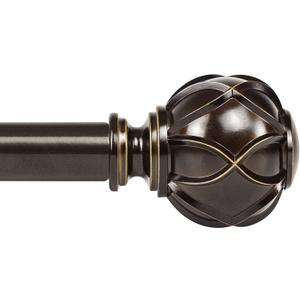 KAMANINA 1 Inch Curtain Rod Telescoping Single Drapery Rod 36 to 72 Inches (3-6 Feet), Antique Bronze Curtain Rods for Windows 24 to 68 Inches, Netted Texture Finials