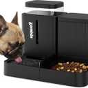 ZOMISIA Gravity Dog Food and Water Dispenser, 2 in 1 Automatic Dog Feeder with 180 Degree Rotatable, 2 Pack Large Capacity Self Feeding for Small Dogs Puppy, Black, 1.6GALx2