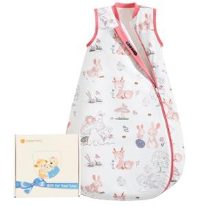 Baby Sleep Sack, 1.0 TOG Toddler Sleep Sack Thermostatic, Super Soft Cotton Baby Wearable Blanket for Boys Girls, Baby Sleeping Bag with 2-Way Zipper for All Season (Rabbit) 12-18 M