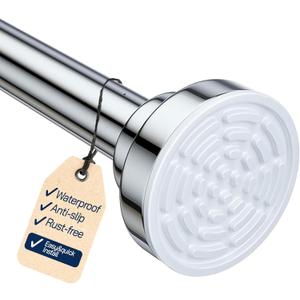 Adjustable Shower Curtain Rod 2678 Inch  No Drill Spring Tension Rod, Rust-Resistant Stainless Steel, Non-Slip Telescopic shower Rod for Bathroom, Window, Closet, Bedroom (Silver)