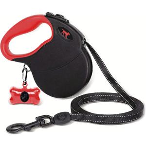 Tuff Pupper Heavy Duty Retractable Dog Leash | 16 ft Dog Leash with Reflective Stitching for Nighttime Safety | One Button Lock and Release | Comfortable Hand Grip | for Dogs Up to 120 lbs (X-Large, Black/Red)