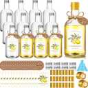 Baderke 12 Set Christmas Plastic Limoncello Bottles 16 oz Christmas Wine Bottles with Caps Labels Stickers Xmas Homemade Limoncello Wine for Home Brewing Xmas Party Favors (Gold)