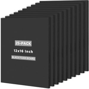 Golden State Art 25 Pack 12x16 Foam Boards 3/16Inch Thickness Black Foam Poster Boards for Presentation Signage Sheet for School Crafts Office Art Projects
