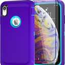 Case for iPhone Xs Max Case with 2 Screen Protector, Full Body Protection Heavy Duty Phone Case, Drop-Proof Shockproof Military Grade Cover for Apple iPhone Xs Max 6.5" (Purple+Blue)