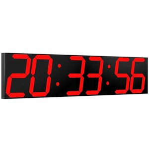 CHKOSDA Digital Wall Clock, Oversize Led Digital Clock Large Display with Auto Dimmer, Huge Countdown Timer with Remote Control, 27" Wide Led Display, 6 Digits, Wall Mount, Date and Temperature (Red)