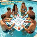 Leodun EVA Floating Mahjong Table for Pool, 32x32 Water Game Float for Adults, Poker Dominoes Card Tray for Beach Hot Tub Lake
