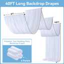 4Panels White Wedding Drapes, 5ftx40ft Wrinkle Free Tent Draping Curtains, Fabric Canopy Ceiling Drapes for Ceremony Birthday Theme Parties with Rod Pocket, 60"W x 480"L