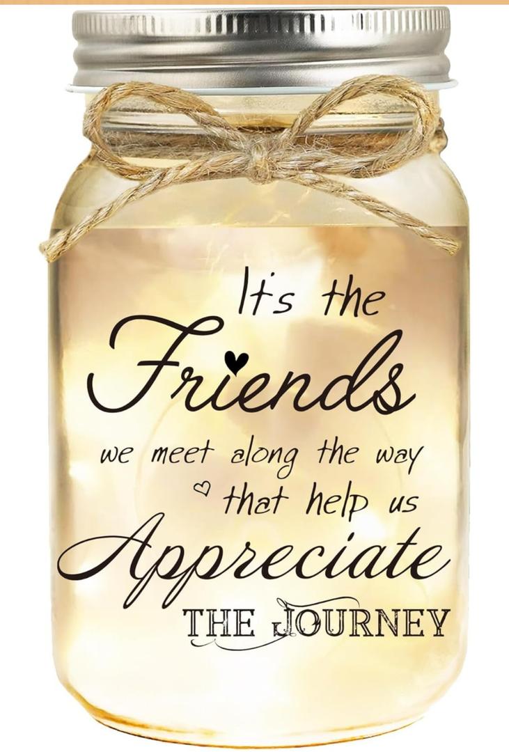 Birthday Gifts for Women Friendship, Mason Jar Night Lights for Friend, Thankgiving Gifts for Women, Suitable for Home Office Table Stands