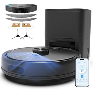 Bagotte Robot Vacuum and Mop Combo with LiDAR Navigation, Self-Emptying Robotic Vacuums Cleaner with 6000Pa Super Power, Mapping, 90 Days Hands-Free, Fast Home Mapping for Pet Hair, Hard Floors