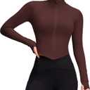 Womens Zip Up Bbl Jacket Lightweight Cropped Athletic Jacket Track Gym Workout Jackets for Running Yoga Hiking (Brown, XS)