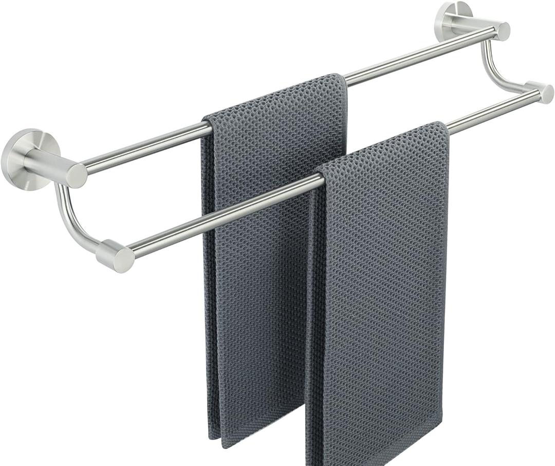 Alise Double Towel Bars Towel Holder Towel Hanger for Bathroom Wall Mount,24 Inch Towel Rail SUS304 Stainless Steel Towel Rack,Brushed Nickel,GOY4600-LS