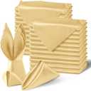 Homiest Gold Satin Napkins 20x20 Inch, 100 Pack Scalloped Edges | Silky Smooth Texture, Fade-Resistant Reusable, for Weddings Banquets Parties, Seamless One-Piece Design, Hand Wash Care