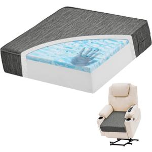 baibu Extra Large Dual-Layer Gel Memory Foam Recliner Cushions for Elderly, 20x20x5 Inch Thick Non-Slip Recliner Seat Cushion Suitable for Couch for Easy to Stand Up & Reduce Hip & Lumbar Pain, Grey