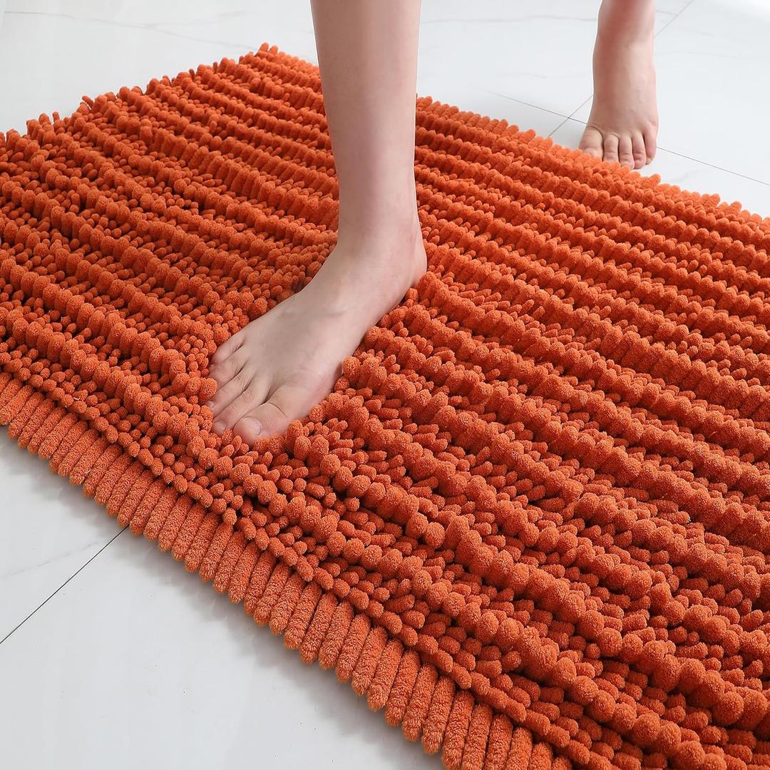 FLOLEOPA Soft Plush Microfiber Bathroom Rugs, Absorbent Bath Rugs Non Skid Machine Wash Dry Bath Mats for Tub,Shower and Bath Room Floor Mats(Burnt Orange,17x24 inches)