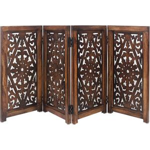 Croft&Cane Wooden Foldable Pet Dog Safety Gate – 4 Panel Freestanding Indoor Pet Fence - 13 inches W x 25 inches H – Hand-Carved Solid Wood & MDF – Fully Assembled - Dark Walnut