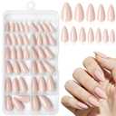 Nude Press on Nails Almond with Nail Tabs,120pcs Medium Almond Press on Nails,12 Sizes Glossy Nude Medium Fake Nails,Full Cover Acrylic Nails Press ons for Women