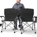 Oversized Camping Chair for Adults Heavy Duty,Heavy Duty Lawn Chair with Side PocketsOutdoor Camping, Fishing, Beach,Hiking Foldable Camping Chair (X-Large, Black)