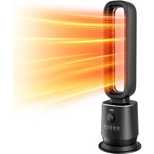 ASZ Tower Space Heater Bladeless with Thermostat- Oscillating Digital Ceramic Heaters for Indoor Home with Adjustable Thermostat, Timer and Remote Control, 32 Inches, 1500W (Black)
