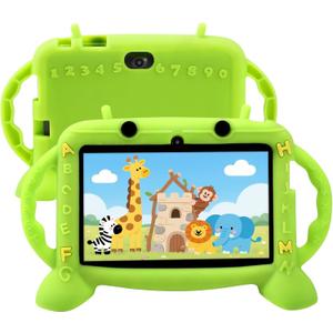Kids Tablet, 7-inch Tablet with Case for Kids 2-10, Educational Learning Toddler Tablet Android 11, 3GB RAM+32GB ROM Storage, WiFiBluetooth with Google Play YouTube, Baby Girl boy PresentGreen