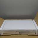 Hodedah Kitchen Island with Spice Rack, Towel Rack & Drawer, White with Beech Top, 15.5 x 35.5-44.9 x 35.2 inches