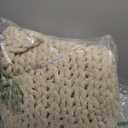 Bigacogo Chunky Knit Throw Blanket for Couch, 40x60 inches, 100% Hand Knitted with Thick Jumbo Chenille Yarn, Cozy Soft Large Rope Knot Cable Crochet Blankets for Sofa Bed Living Room, Beige