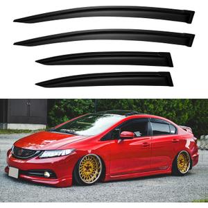 Window Visors Rain Guards for 2012 2013 2014 2015 Honda Civic, Out-Channel Window Vent Wind Deflectors Visors Shades for 12 13 14 15 Civic Sedan