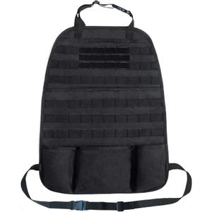 Car Seat Back Organizer Tactical MOLLE Panel Back Seat Storage Bag Universal Car Seat Cover Protector (Black)