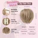 HOOJIH Ponytail Extension, Claw Clip in Straight Messy Hair Bun 9 Inch Short Ponytail Extension with Bendable Metal Wire Hair Pieces for Women Fake Hair Bun DIY Styles - Medium Golden Blonde