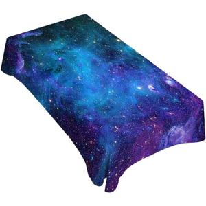 TKS MITLAN Galaxy Purple Decorative Rectangle Tablecloth Universe Planet Stars Shine Milky Polyester Table Cloths Kitchen Table Cover for Dining BBQ Picnic Coffee Table 60 x 84 Inch 6-8 Seats