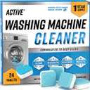 Washing Machine Cleaner Descaler 24 Pack - Deep Cleaning Tablets For HE Front Loader & Top Load Washer, Septic Safe Eco-Friendly Deodorizer, Clean Inside Drum and Laundry Tub Seal - 12 Month Supply, 1 Count