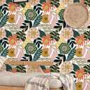 HAOKHOME Boho Peel and Stick Wallpaper Tropical Floral Removable Contact Paper Stick on Wallpaper for Accent Wall Living Room 17.3in x 118in (Yellow/Pink/Green)
