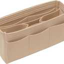 DailyPlus Purse Organizer Insert Felt Bag Organizer Handbag Organizer Insert Bag In Bag Organizer for Tote Purse Bag 14 Pockets Beige Slender Large