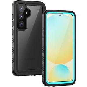 Lanhiem for Samsung Galaxy S24 FE Case, IP68 Waterproof Dustproof with Built-in Screen Protector, Full Body Heavy Duty Shockproof Protective Phone Case for Galaxy S24 FE 5G, Blue/Clear