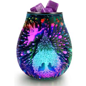 Fairy Wish Tree Electric Oil Warmer Led Colorful 3D Glass Wax Melt Burner Fragrance Melter for Home Office Bedroom Living Room Gifts & Decor