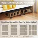 Gashell 2 Pack Bamboo Under Bed Storage with Wheels, 39x20x7.8 Lager Under Bed Storage Containers (Brown)