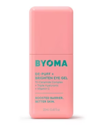 BYOMA DePuff + Brighten Eye Gel  Lightweight Gel Eye Cream for Dark Circles, Puffiness & Wrinkles  Under Eye Cream With Hyaluronic Acid & Vitamin C  Barrier Repair Skincare  0.68 fl. oz